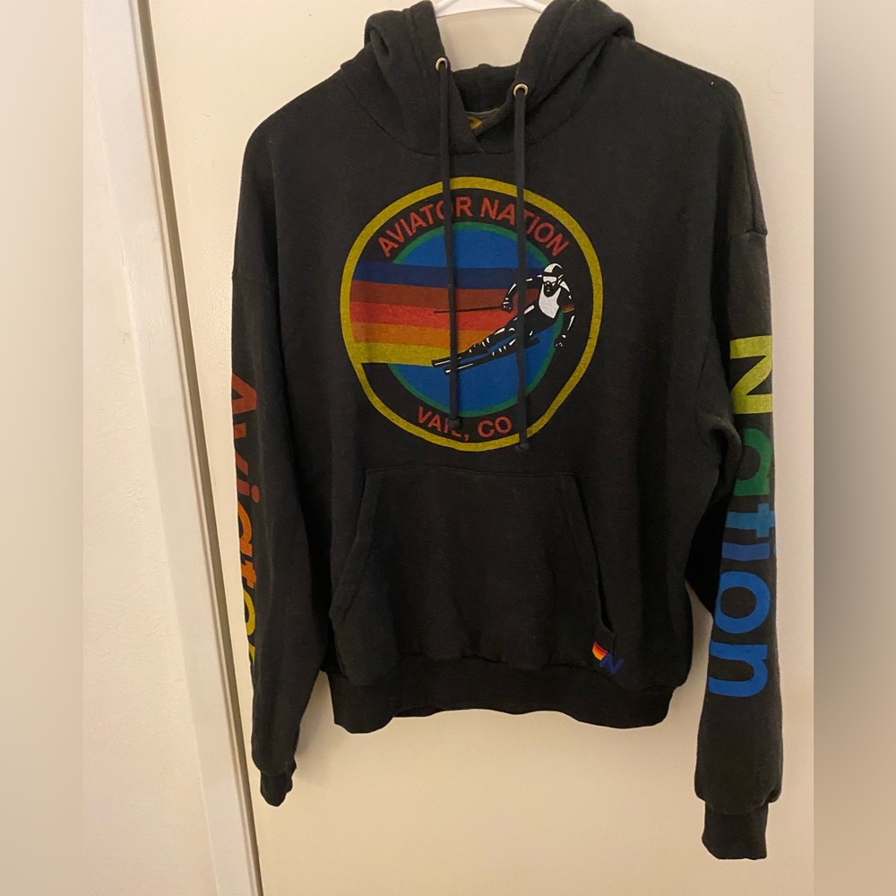 Aviator Nation Vail Relaxed Pullover hoodie- black size XS